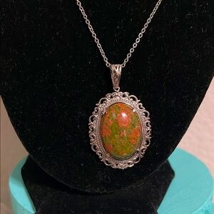 Unakite Gemstone Pendant Necklace